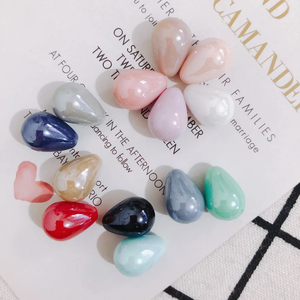 

New Ab Colors Acrylic Pearl Water Drop Beads 130pcs Beading Material Plastic DIY Necklace Earring Ornament Accessories 15*12mm