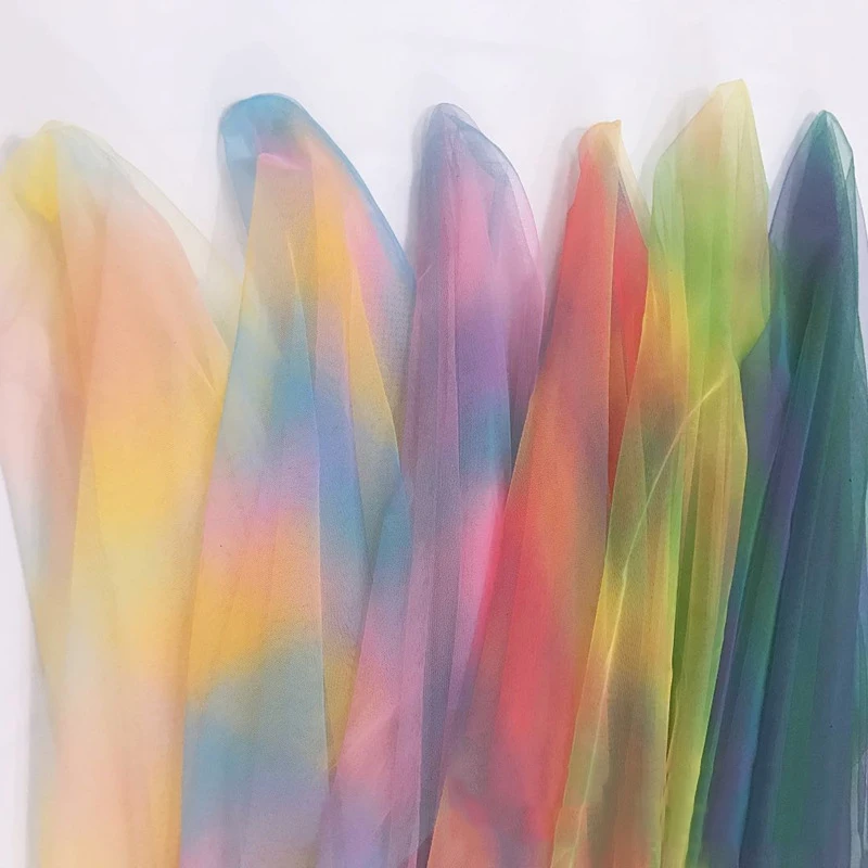 Тюлевая Ткань для шитья 1 метр разноцветная Радужная широкая 150 см юбка платье