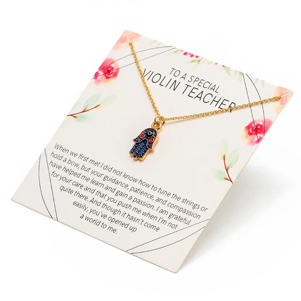 Wish Card Lucky Hamsa ручной кулон от сглаза ожерелье для женщин модный подарок карты