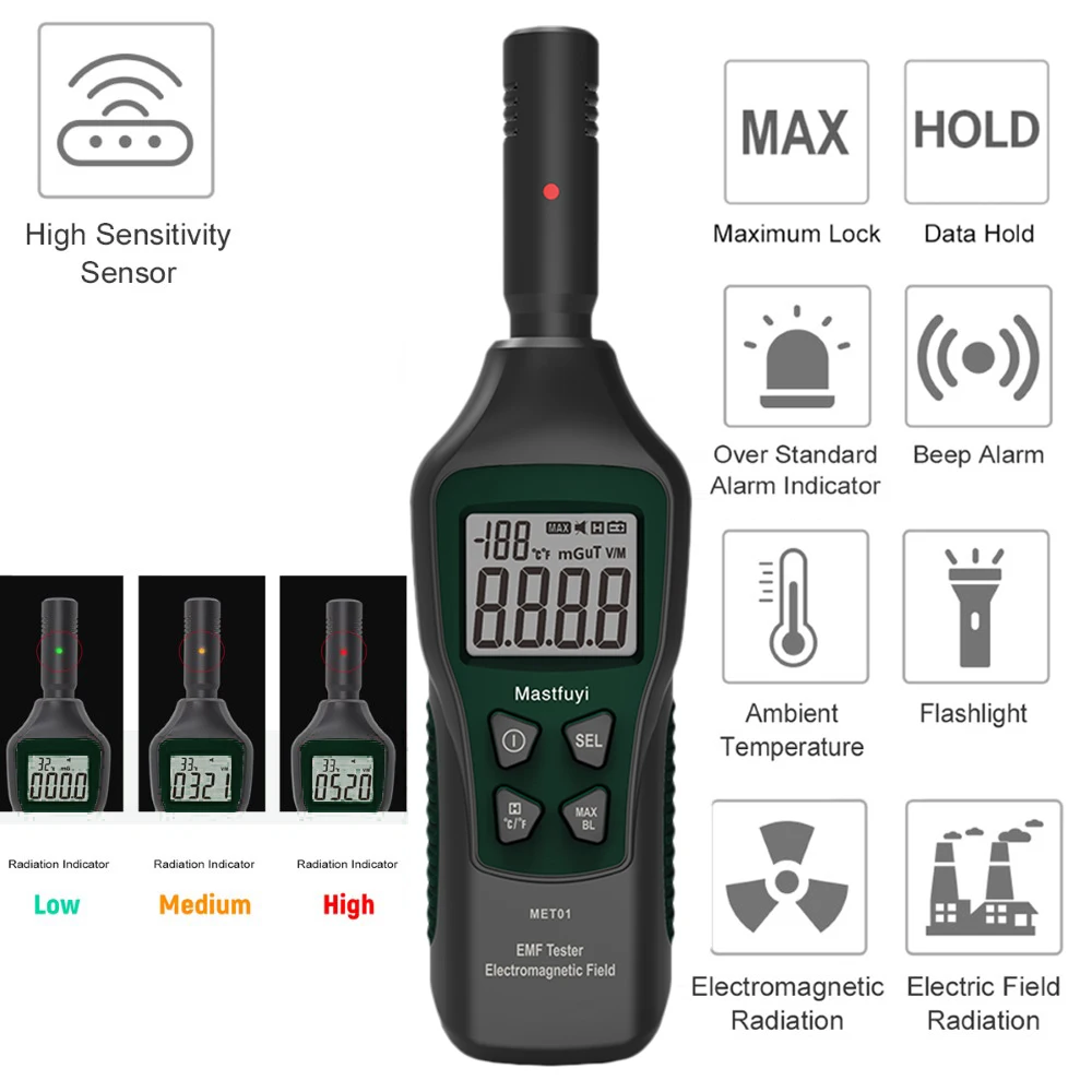 FUYI Radiation Dosimeter FY876 EMF Meter Handheld Electromagnetic Detector Wave Tester High Precise Monitor | Инструменты