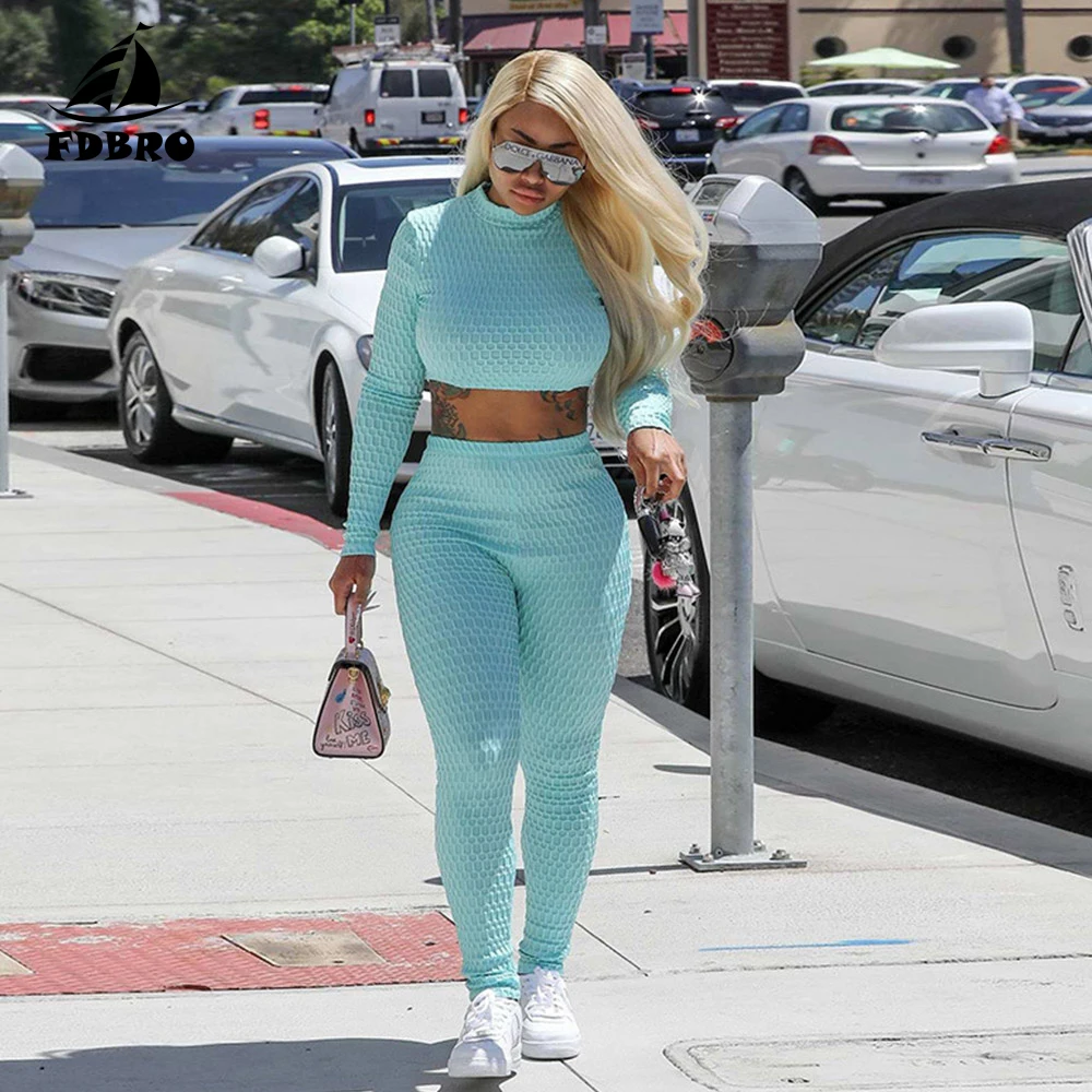 Тренировочный костюм FDBRO для фитнеса Модный женский комплект из топа и леггинсов
