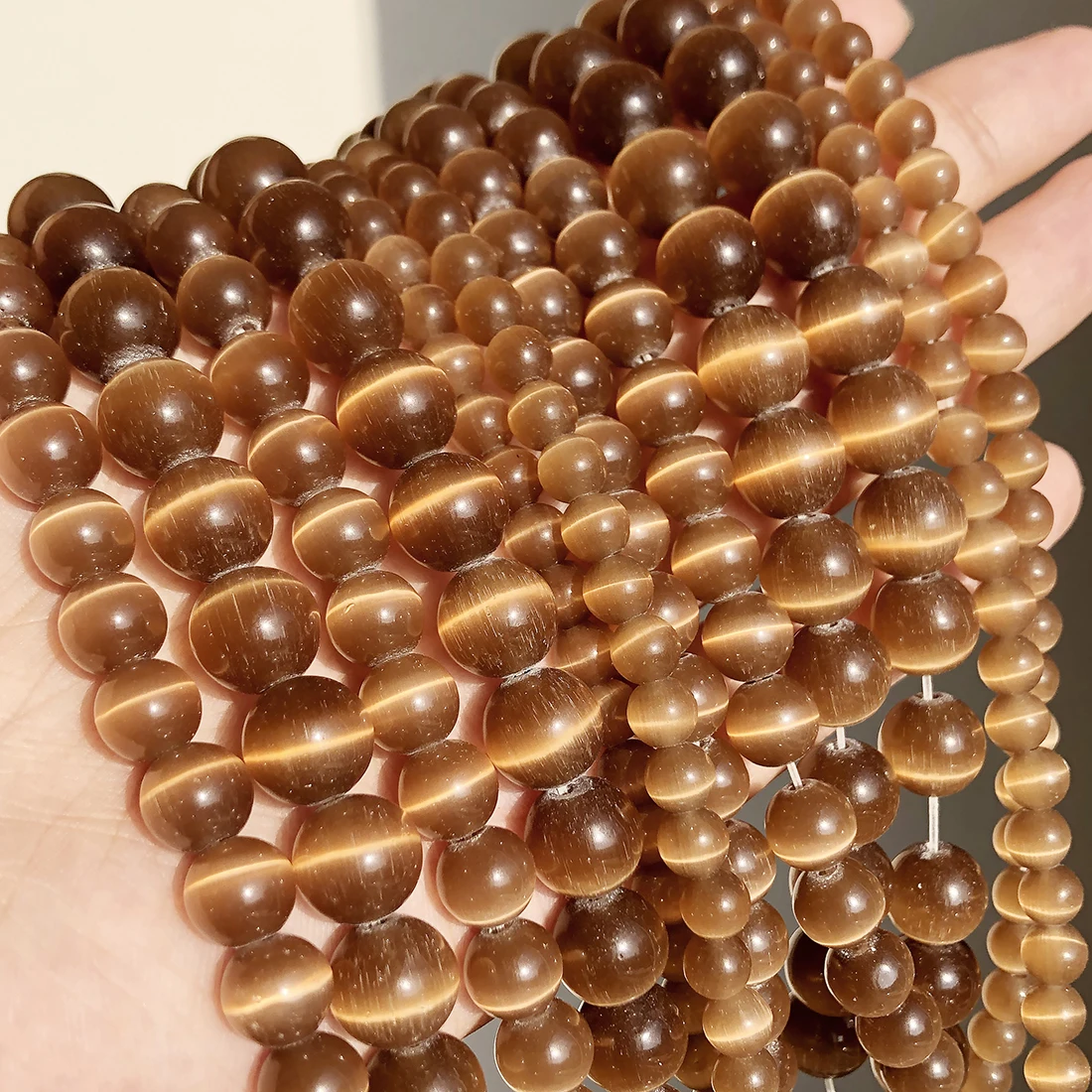 

Brown Cat Eye Glass Beads Natural Coffee Round Loose Waist Stone Beads for Jewelry Making DIY Bracelet Accessories 4 6 8 10 12mm
