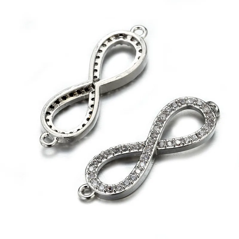8*29 мм микро Фианит циркон Кристалл Бесконечность шармы бусины браслет фурнитура