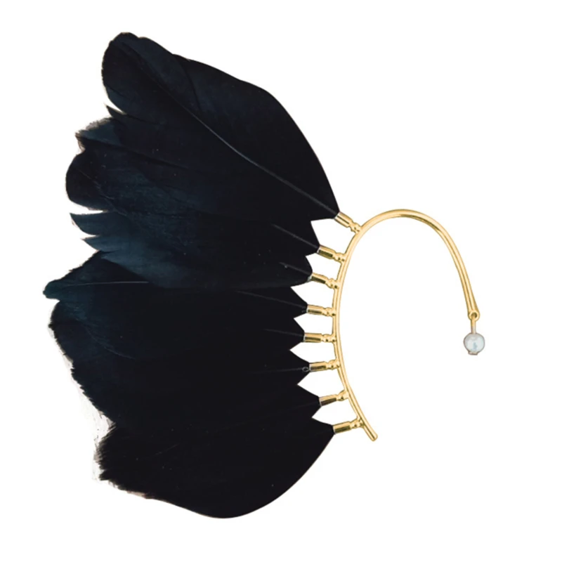 1 шт. уникальные унисекс большие перьевые серьги-клипсы для ушей не пирсинг