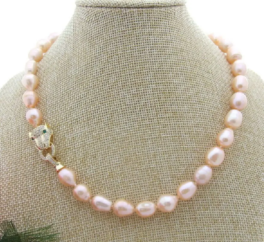 

18" AAA+ 9-10mm natural south seas baroque pink pearl necklace