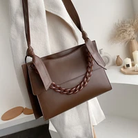 acrylic chain design womens branded winter pu leather crossbody bag women 2021 trend shoulder handbags trending hand bag