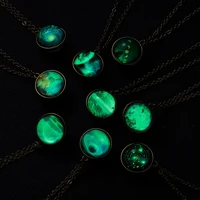 fashion retro luminous universe glowing in the dark necklace for women men planet pendant choker clavicle chain jewelry kid gift
