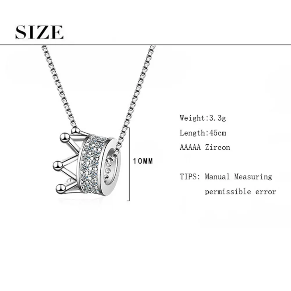 925 Sterling Silver Delicate Cubic Zircon Crown Pendant Neckace For Women Jewelry Birthday Gifts Wholesale S-N311 | Украшения и
