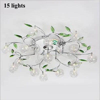 RC 15 lights Современный, хромированный, металлический, для спальни, светодиодные люстры, освещение, блеск, Хрустальный лист, для гостиной, светодиодная подвесная люстра, светильники - Цвет абажура: RC 15 lights