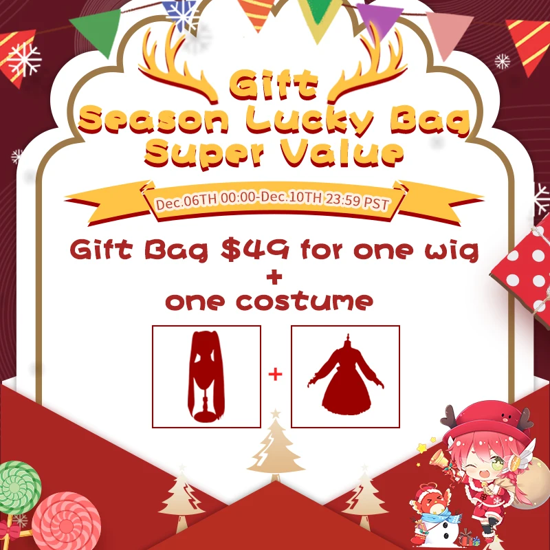 

Super Deals Gift Bag Final Price 49$ 79$ Cosplay Costume with Wig