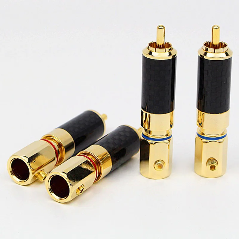 4 серебряных цвета аудио кабель Lotus AV разъем из углеродного волокна позолоченный