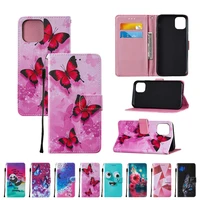 pu leather case for iphone 13 11 12 pro max xr xs se 2020 7 8 plus flip wallet phone cover lovely painted cards holder coque