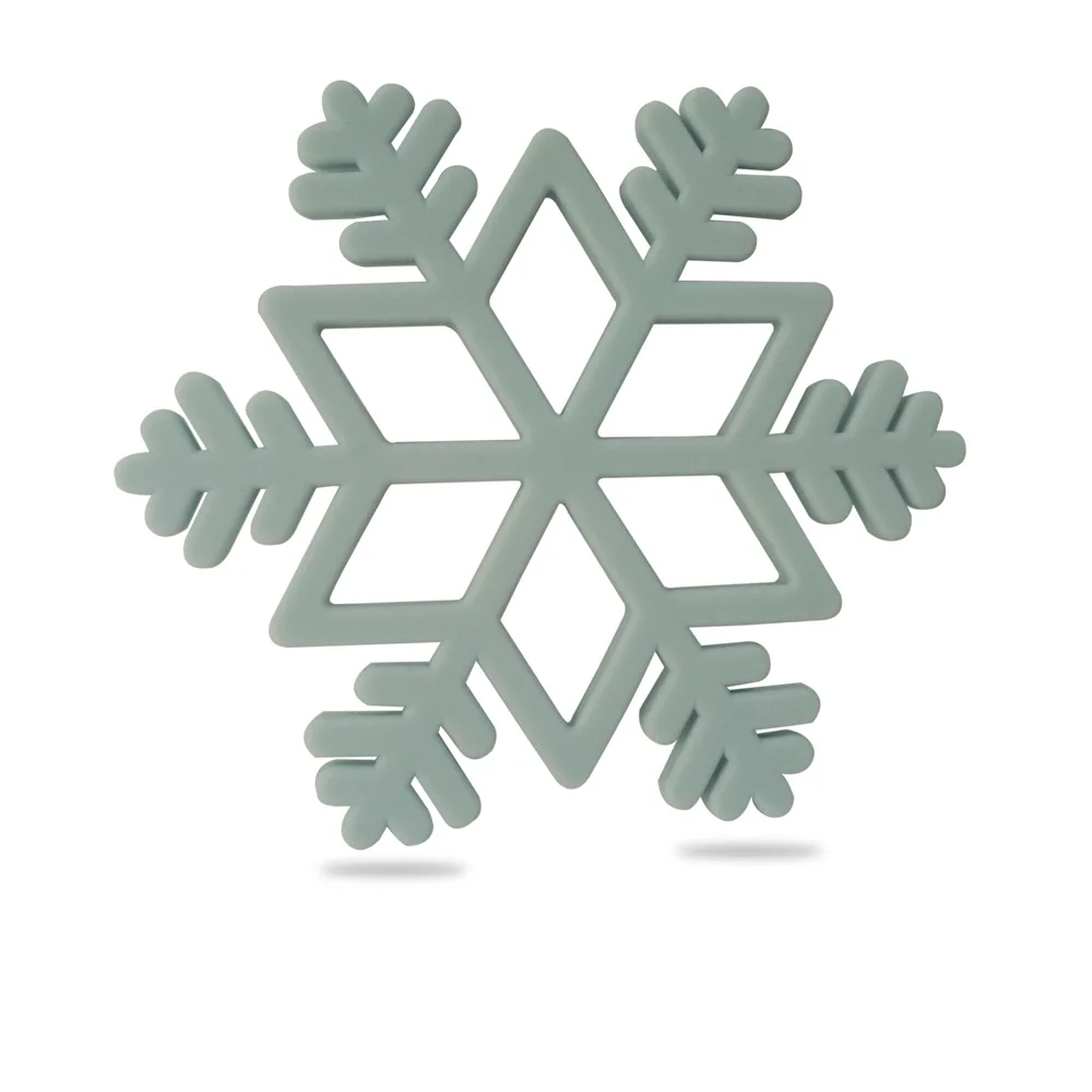 Snowflake-Green Детские Силиконовые Прорезыватели, BPA бесплатно, Прорезыватель для зубов, игрушка для рождественской елки, Санта-Клауса, снежинки, Детские Прорезыватели, силиконовые бусины, сделай сам, цепочка - Цвет: Snowflake-Green