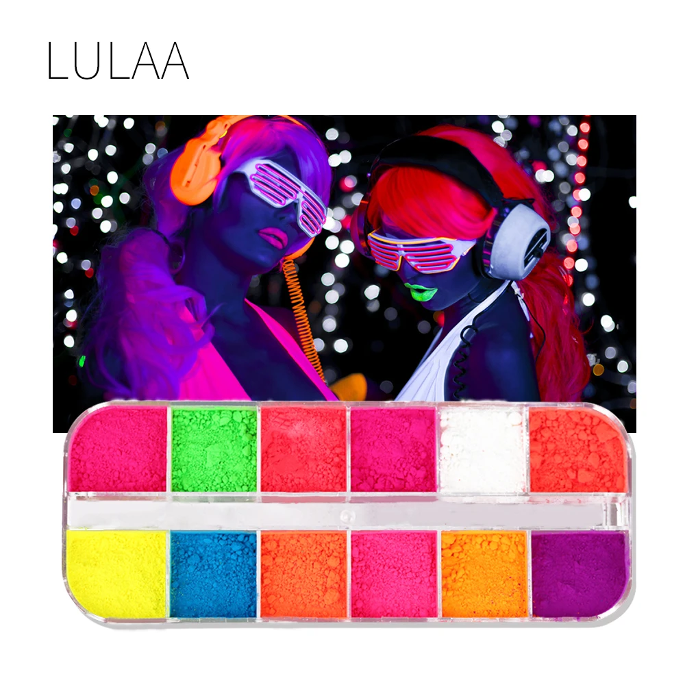 LULAA 12 видов цветов/комплект флуоресцентные неоновые пигмент для ногтей с
