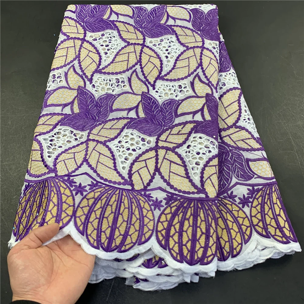 

High Quality African Nigerian Tulle Lace Fabric Wedding Party Gown Dress Swiss100% Cotton Fabric Embroidered Damask 2.5Yards