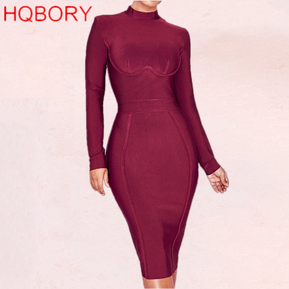 Женское облегающее платье на молнии сзади винно красное пурпурное с длинным