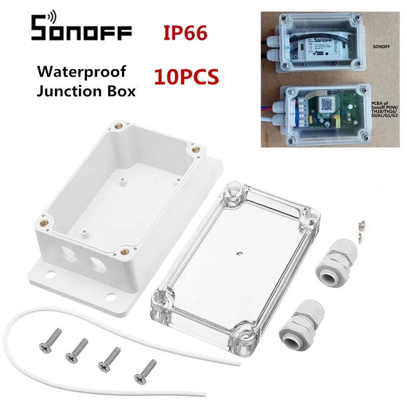 SONOFF 10 шт. IP66 Водонепроницаемая Крышка Распределительной Коробки корпус водонепроницаемый корпус Поддержка Sonoff Basic/RF/Dual/Pow умный дом