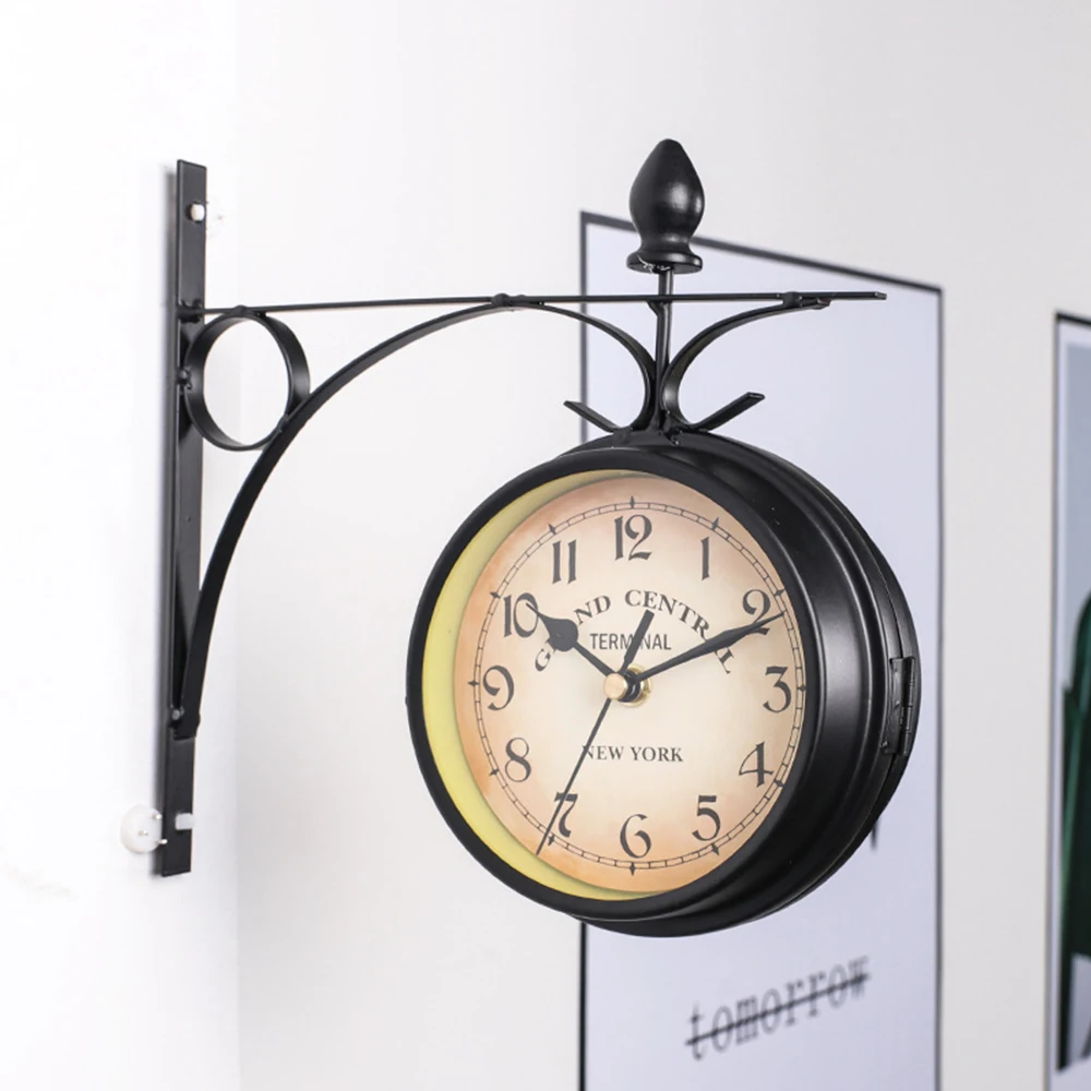 Retro Double-Sided Wall Clock Silent Quartz Large Vintage Living Room Home Decoration | Дом и сад