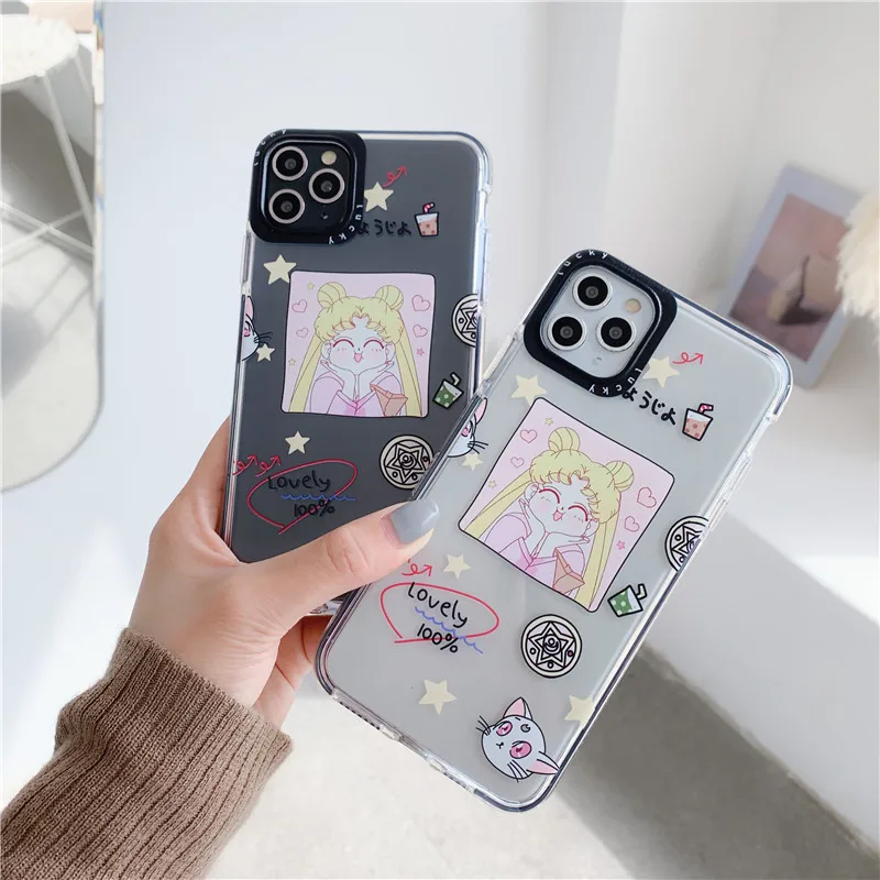 Забавный милый чехол для телефона Sailor Moon iphone 11 Pro Max 7 8 plus X XR XS модный прозрачный