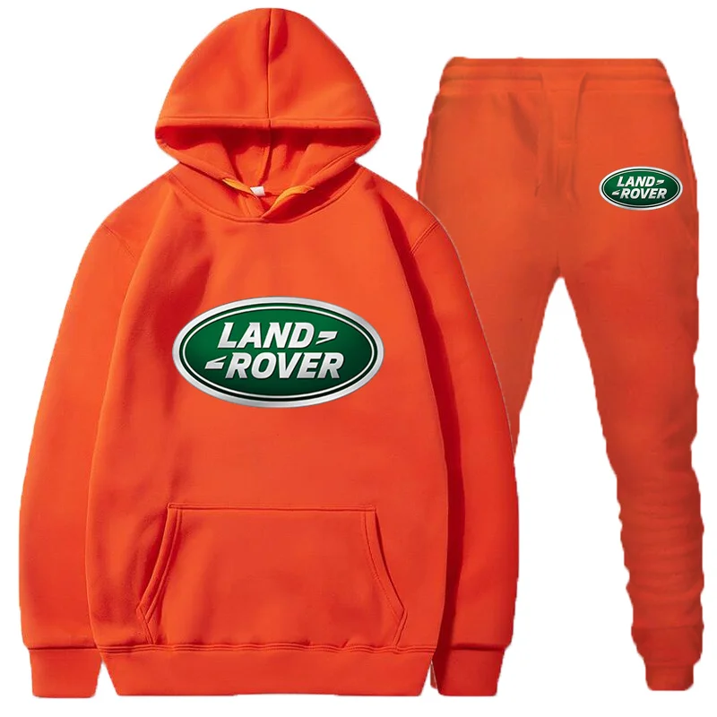

2 Pieces Sets Tracksuit Men Hooded Sweatshirt+pants Pullover Land Rover Car logo Print Hoodie Sportwear Suit Casual Men Clothes