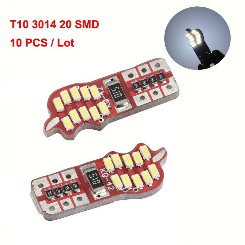 Светодиодная лампа T10 3014 20SMD боковой задний фонарь внутренний W5W клиновидный свет