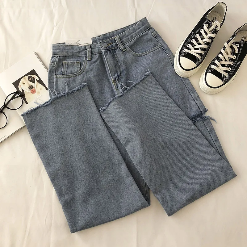 

High Waist Straight Jeans Pant for Women 2021 Vintage Streetwear Loose Female Denim Jeans Buttons Zipper Ladies Jeans