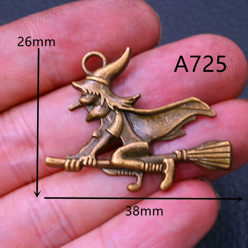 8 шт. антикварных бронзовых морских звезд Цвет с изображением летающей ведьмы