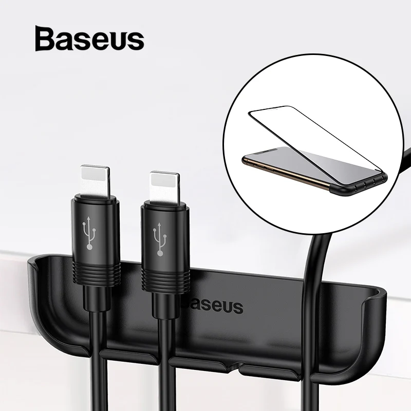 Baseus инструмент для установки из закаленного стекла для iPhone XR Xs Max Xs X Кабельный органайзер защита кабеля удобный держатель кабеля устройство для сматывания кабеля