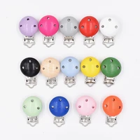 4pcs round pacifier clips attache baby colorful pacifier clips fashion creativity pacifier chain wooden diy baby toy accessories