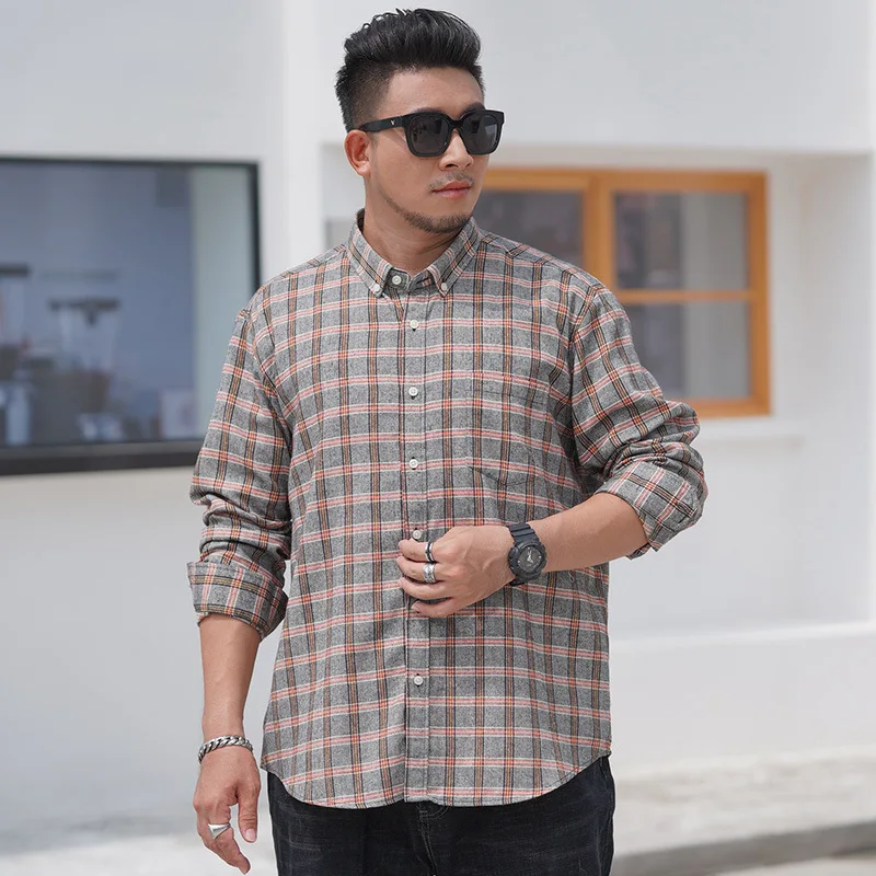 

2021 Men's business casual loose long sleeve shirt 2021 autumn and winter new Men's classic plaid shirt Brand clothing