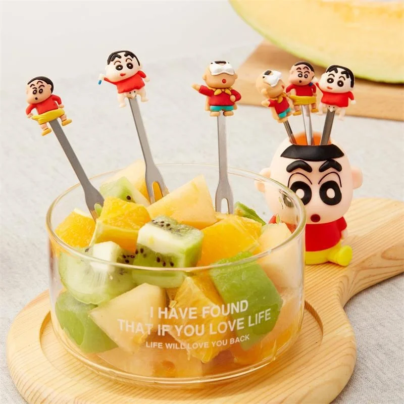 

6 Pcs Fruit Forks Set Cute Silicone Xiaoxin Stainless Steel Dessert Picks Forks with Silicone Holder for Party and Daily Use