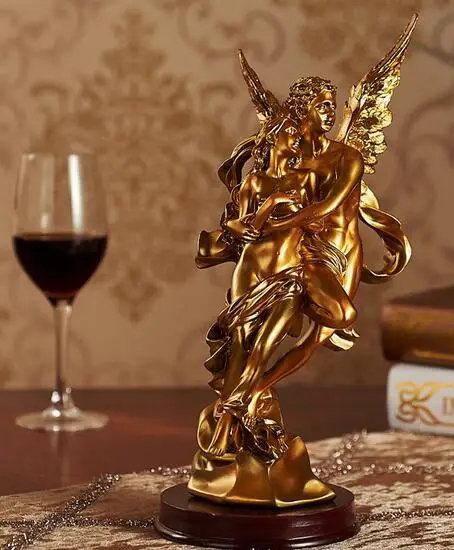 

Crafts Statue Home Decoration Greek mythology love Figure Sculpture Figure European gold pornographic couple Angel ornaments