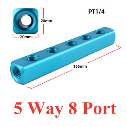 5 Way 8 Port 1/" PT резьбовой порт 2 3 4 5 6 7 8 9 способ Пневматический быстрый соединитель воздушный шланг алюминиевый коллектор блок сплиттер дистрибьютор - Цвет: 5 Way 8 Port