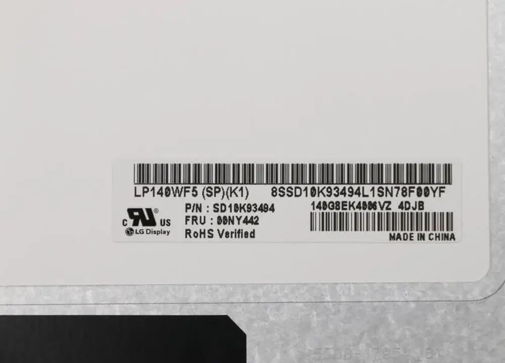 LP140WF5 (SP)(K1)  Lenovo ThinkPad T460 T460S  LCD   14, 0 FHD 1920*1080 40  FRU 00NY442