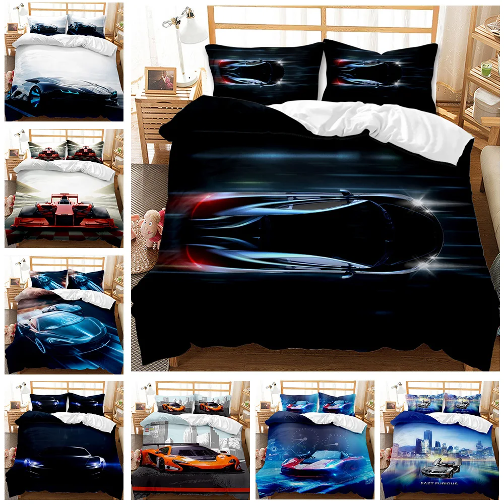 Комплект постельного белья гоночного автомобиля двойной размер 3 шт. комплект