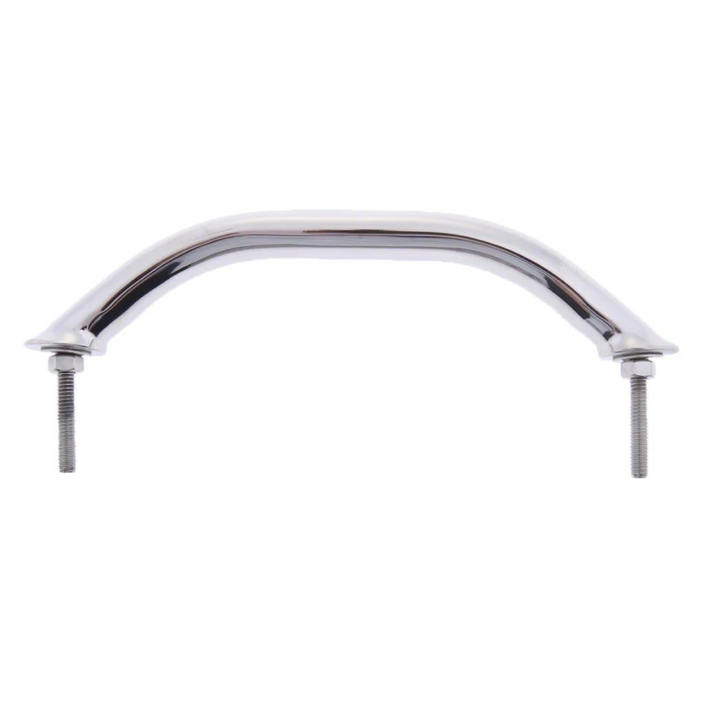 

Silver Single Boat Door Hatch Grab Rail Handle Handrail Round Base Rail 9''