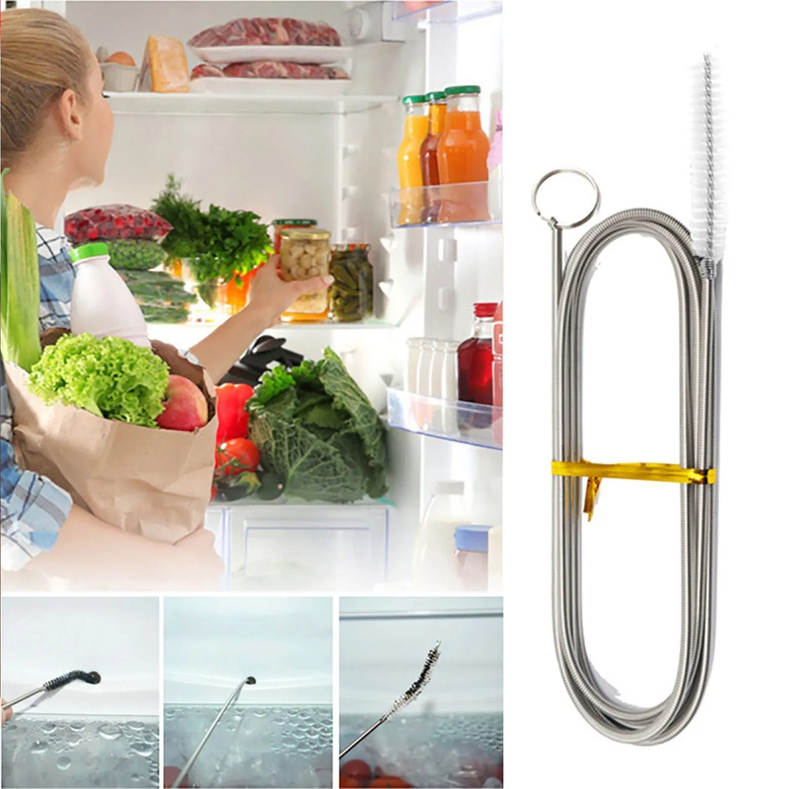 

Refrigerator Brush Refrigerator Drain Hole Clog Remover Dredge Cleaning Set For Refrigerator Cleaning Hole Brush Cleaning Tools