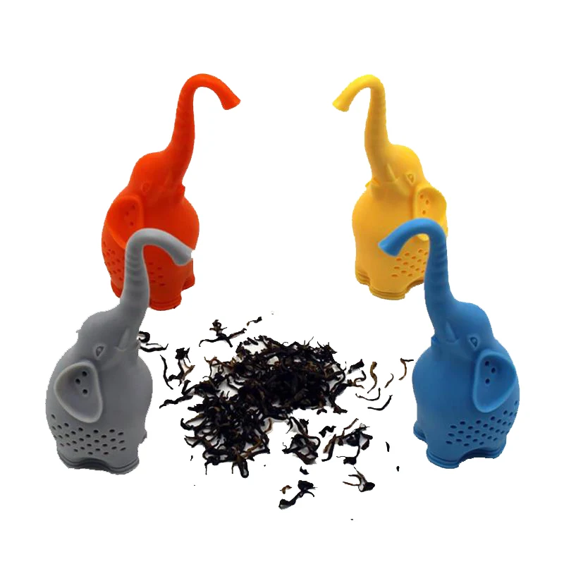 1 шт. Мультфильм Форма слона пакетики для чая Смазливая Силиконовый ситечко