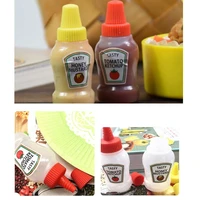 2pcsset 25ml condiment bottles with twist on cap lids ketchup mustard mayo hot sauces olive oil bottles kitchen gadget