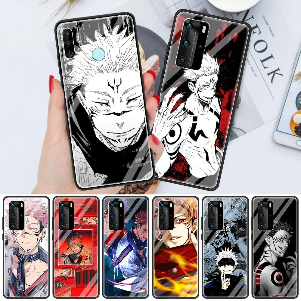 

Jujutsu Kaisen Soft Edge Phone Case Cover for Huawei P30 P20 P10 Lite P40 Pro P Smart Z 2021 Luxury Tempered Glass Shell