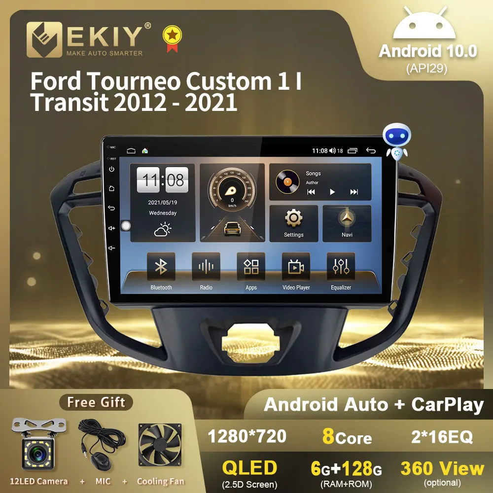 

EKIY DSP Android автомобильное радио для Ford Tourneo Custom 1 I Transit 2012-2021 мультимедийный видеоплеер навигация GPS Авто Стерео DVD
