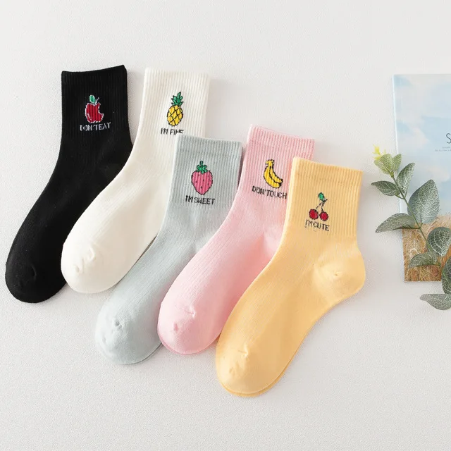 Новые милые Харадзюку для фруктов яблок банан клубника сосна яблоко Meias теплые