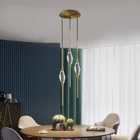 nordic copper panel black golden plated rod wire hanging light with shiny waterdrop shape led crystal droplight for hall mall