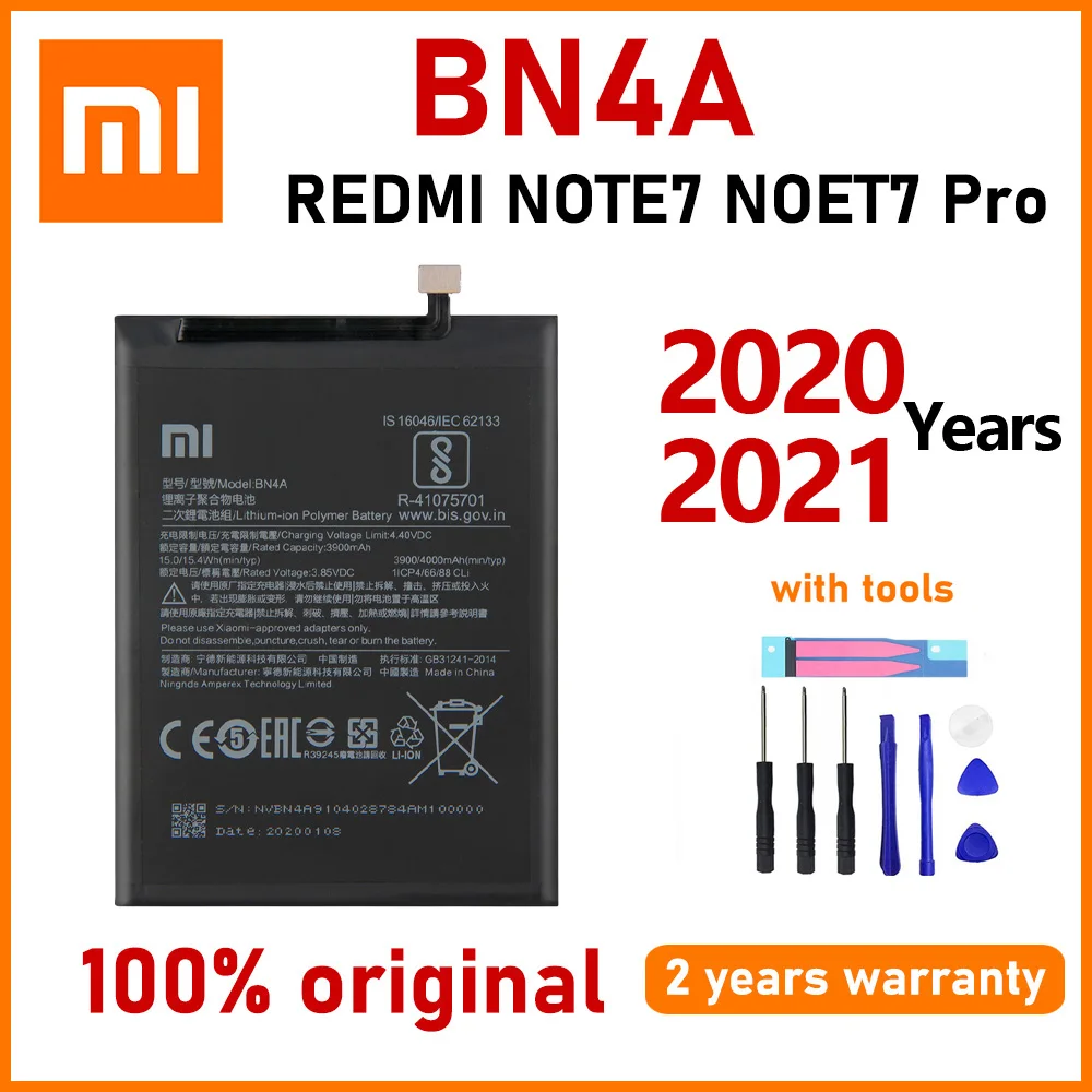 

Xiao Mi New 100% Original BN4A 4000mAh Battery For Xiaomi Redmi Note7 Note 7 Pro M1901F7C Batteries Bateria With Gift Tools