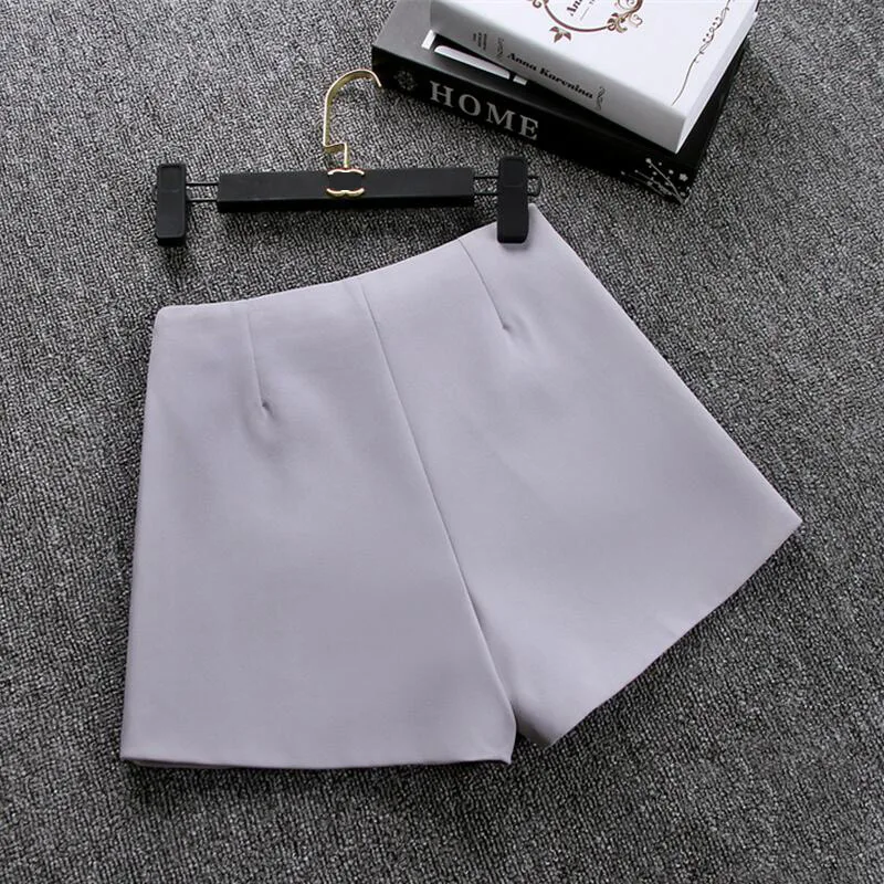 Шорты женские с завышенной талией повседневные модные короткие штаны черные