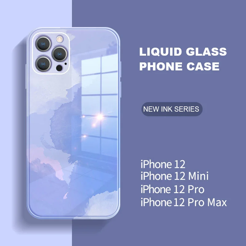 

IPhone toughened glass case, foriPhone 12 11 Pro Max 7 8 plus XR XS Max hibisco purple full lens protector