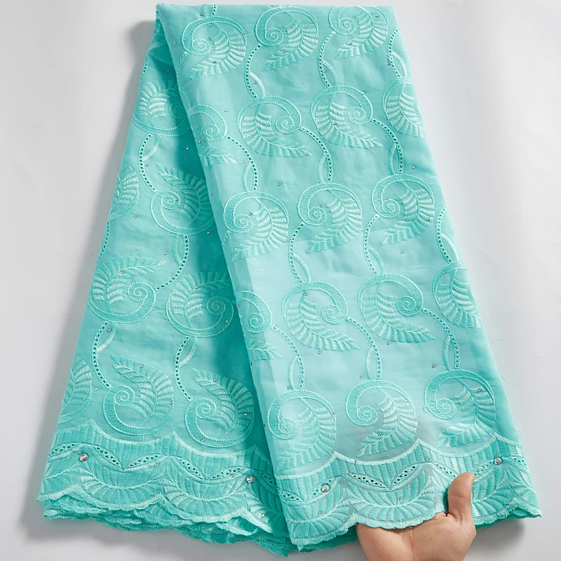 

SJD LACE Mint Green Swiss Cotton Voile Fabric 2021 Embroidery Sweing Lace Fabrics 5 Yards Dresses For Women Free Shipping A2518