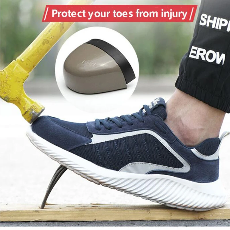 Летняя рабочая обувь со стальным носком защитная с защитой от проколов и мягкой