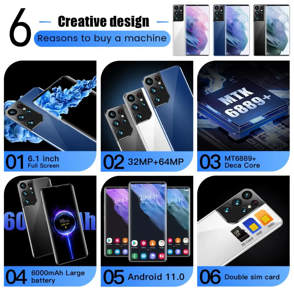 Смартфон S28 Pro + 6 1 дюйма 256 ГБ/512 ГБ | Мобильные телефоны и аксессуары