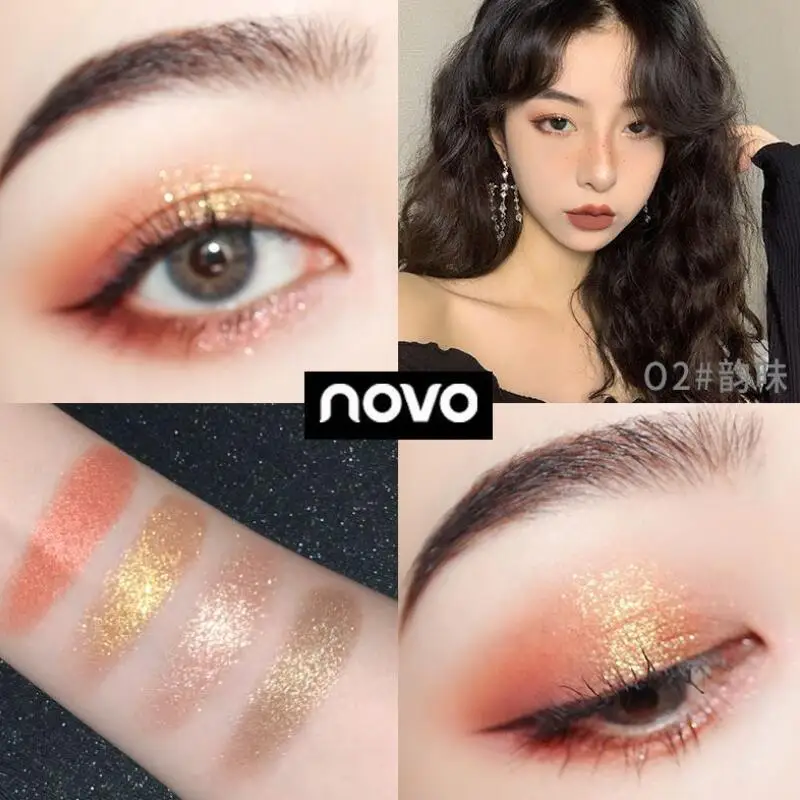 Палитра теней для век 4 цвета тени стойкие блестящие матовые мерцающие косметика